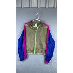 Fabletics Windbreaker Jacket Mens M Multi Color Excellent Colorblock Full Zip